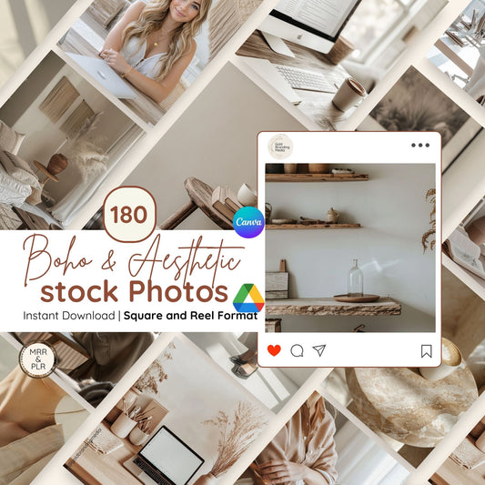 Neutral Boho & Aesthetic Lifestyle Stock Images - Gold Branding Media