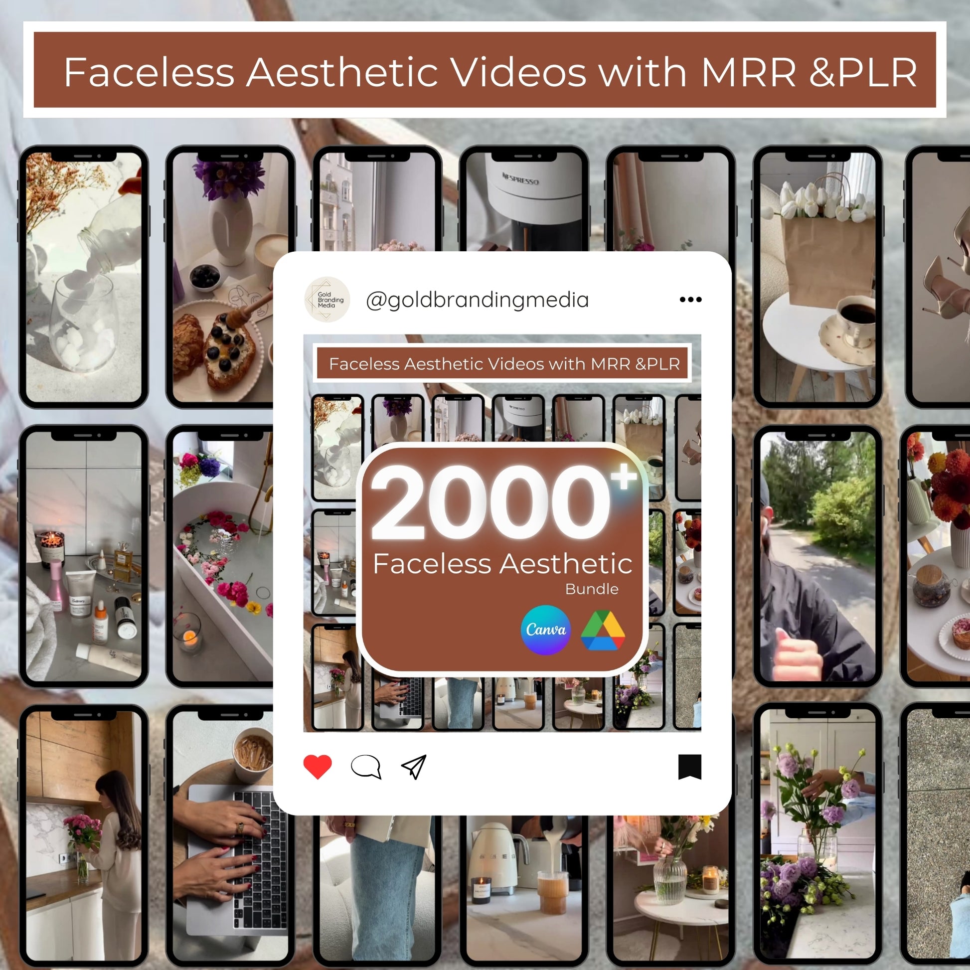 2000+ Faceless Aesthetic Videos & Photos Gold Branding Media